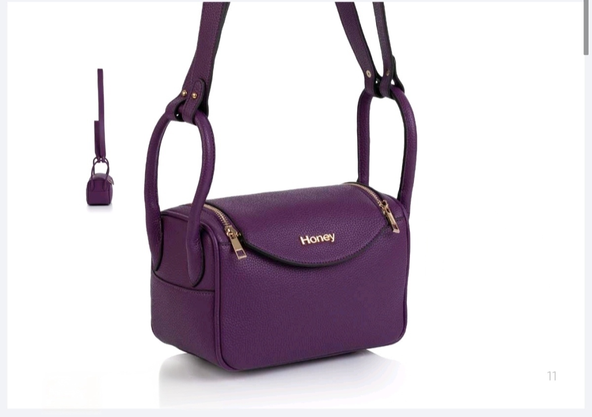 Purple Textured PU Handbag