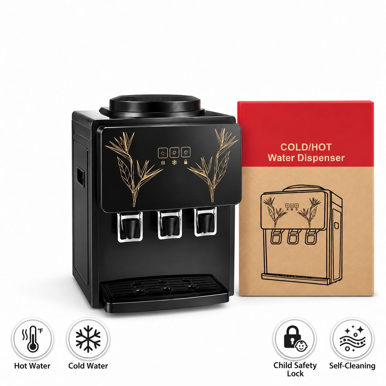 Water dispenser - Cold and Hot Desktop Water Dispenser - Refrigeration and Heating Household Water Dispenser (Can provide cold, hot and warm water) Bottled Water Dispenser